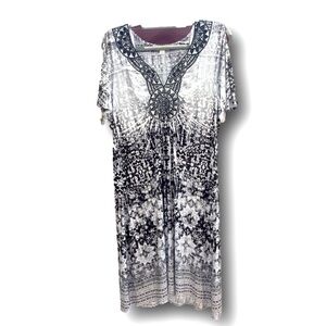 World Unity Cold Shoulder Boho Flowy Dress with adornments